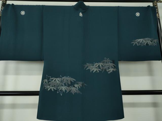 平和屋着物●男性　色紋付　羽織セット　長羽織　着物・御召御納戸色　羽織・百入茶色　正絹　逸品　DAAV6861ps 平和屋着物○男性 色紋付 羽織セット 長羽織 着物・御召御納戸色 羽織