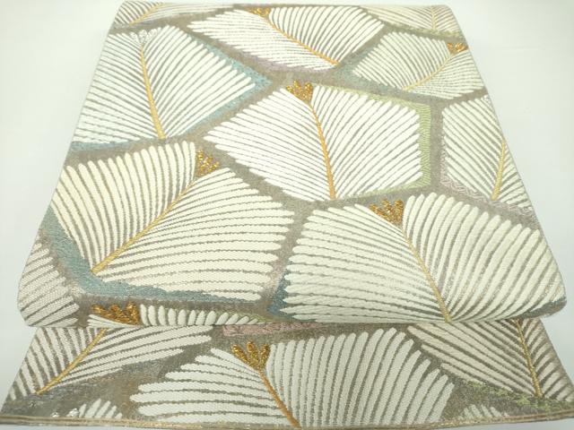 平和屋着物●六通柄袋帯　唐織　若松葉　金糸　正絹　逸品　DAAV6866ps
