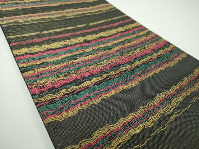 平和屋着物○西陣 六通柄袋帯 大島紬 波霞 金糸 証紙付き 正絹