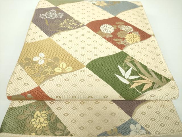 平和屋着物●西陣　高島織物謹製　六通柄袋帯　唐織　瓦花文　金糸　上代58万　証紙付き　正絹　逸品　DAAV6892ps