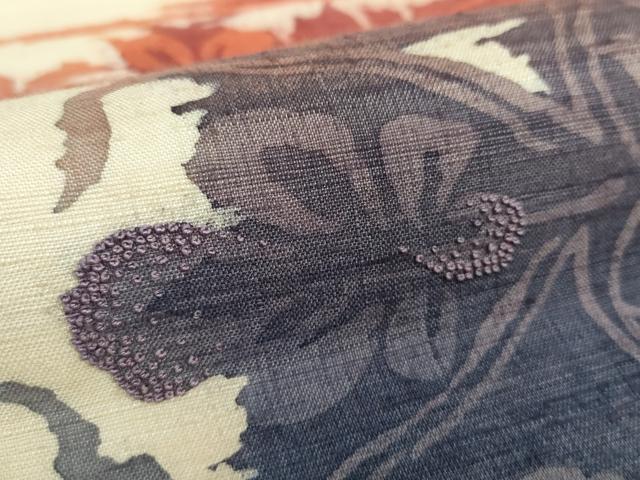 平和屋着物○中国三大刺繍 相良刺繍 太鼓柄袋帯 紬地 花鳥