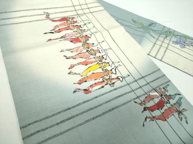 平和屋着物●九寸名古屋帯　紬地　作家物　手描き　成り物　唐辛子　正絹　逸品　未使用　DAAV6923ps 平和屋着物○九寸名古屋帯 紬地 作家物 手描き 成り物 唐辛子 正絹