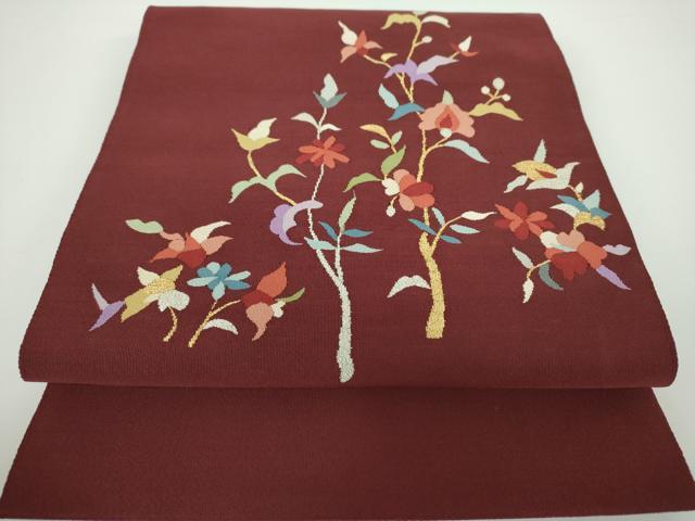 平和屋着物●爪掻き本綴れ　八寸名古屋帯　枝花文　金銀糸　正絹　逸品　DAAV6932ps