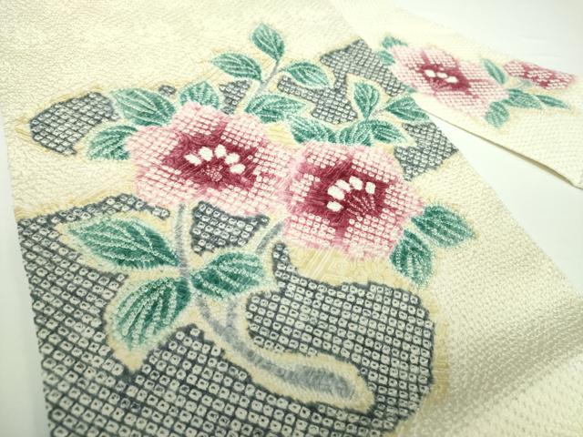 平和屋着物●名門　藤娘きぬたや・総絞り　九寸名古屋帯　枝花文　正絹　逸品　DAAV6940ps 平和屋着物○名門 藤娘きぬたや・総絞り 九寸名古屋帯