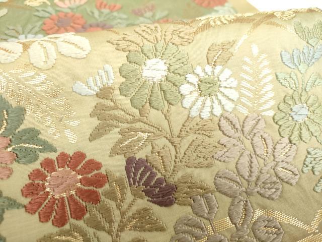 平和屋着物○六通柄袋帯 唐織 秋草文 金糸 正絹 逸品 DAAV6956psの通販