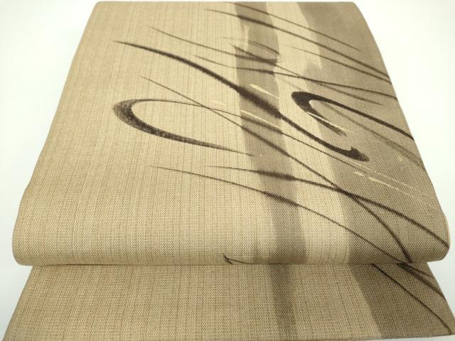 平和屋着物●六通柄袋帯　紬地　抽象文様　金彩　やまと誂製　正絹　逸品　DAAV6959ps