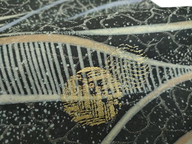 平和屋着物○全通柄袋帯 霞丸文 金糸 銀通し地 正絹 逸品