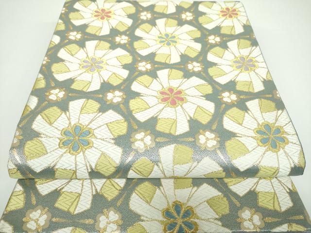 平和屋着物●六通柄袋帯　唐織　花悠粋　金糸　正絹　逸品　DAAV6968ps