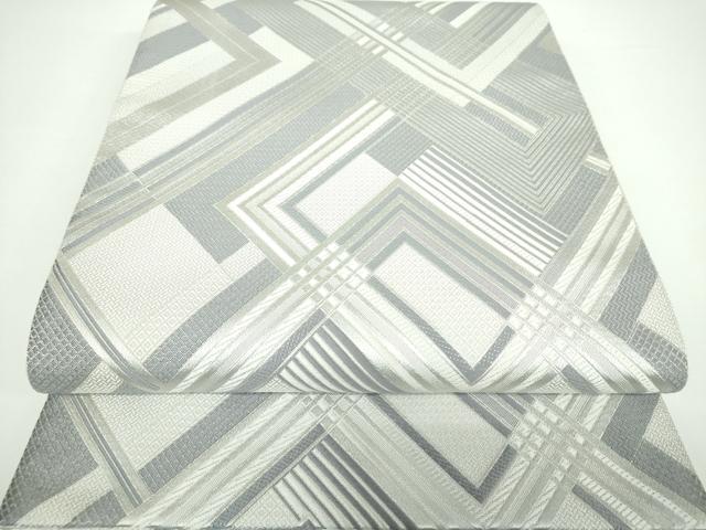 平和屋着物●全通柄袋帯　唐織　幾何学文様　反端付き　正絹　逸品　未使用　DAAV6977ps