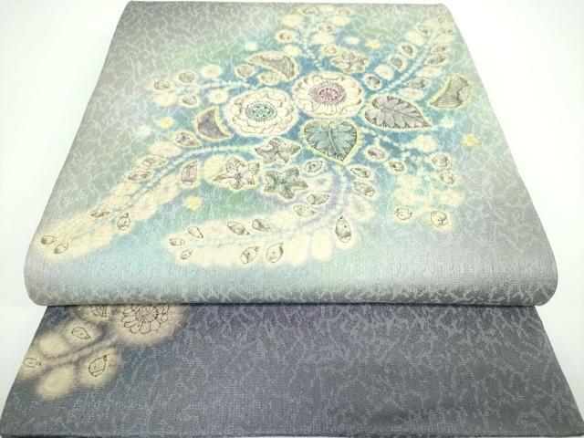 平和屋着物●太鼓柄袋帯　作家物　絞り　辻が花　銀通し地　正絹　逸品　DAAV6990ps