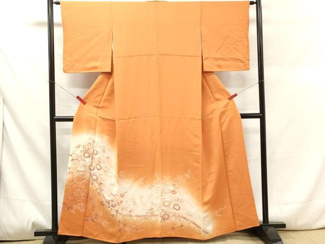 平和屋着物○訪問着 鴛鴦草花文 たたき染め 正絹 逸品 CABA6024vf 訪問着