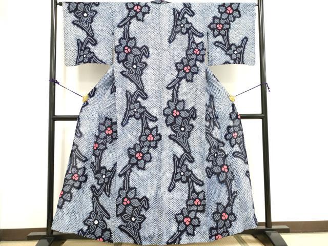 平和屋着物∴夏物　浴衣　有松鳴海絞り　草花文　綿　逸品　DAAV7262cd