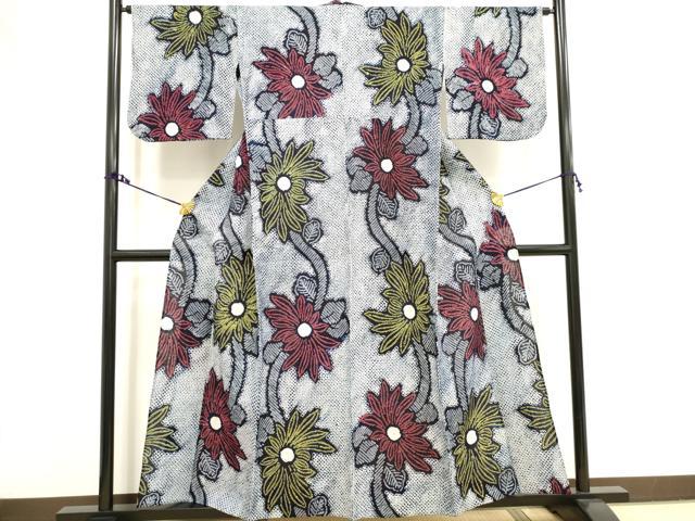 平和屋着物∴夏物　浴衣　有松鳴海絞り　枝花文　綿　逸品　DAAV7264cd