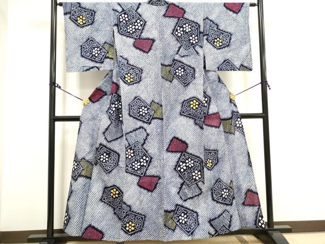 平和屋着物∴夏物　浴衣　有松鳴海絞り　色紙重ね花文　綿　逸品　DAAV7272cd