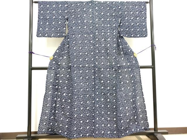 平和屋着物∴夏物　浴衣　有松鳴海絞り　抽象文様　綿　逸品　DAAV7281cd