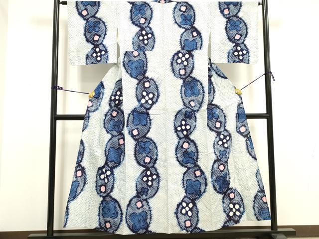 平和屋着物∴夏物　浴衣　有松鳴海絞り　舞花文　綿　逸品　DAAV7286cd