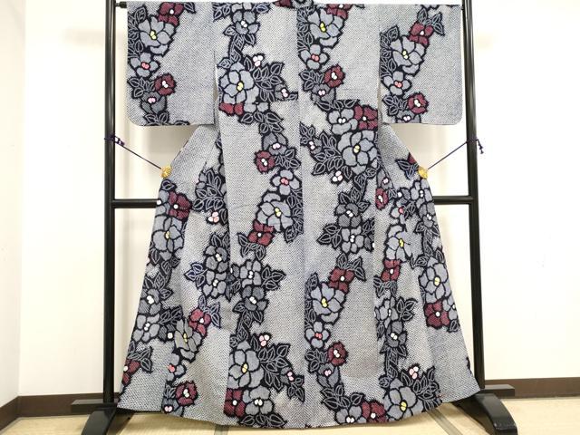 平和屋着物∴夏物　浴衣　有松鳴海絞り　草花文　綿　逸品　DAAV7288zcd