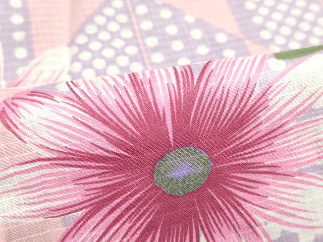 平和屋着物∴夏物　浴衣　綿紅梅　枝花文　綿　逸品　DAAV7292cd