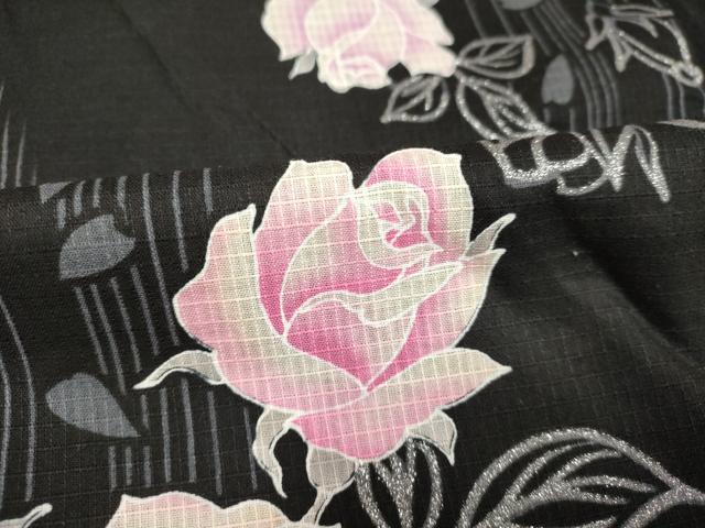 平和屋着物∴夏物　浴衣　綿紅梅　舞花文　薔薇　バラ　綿　逸品　DAAV7300cd