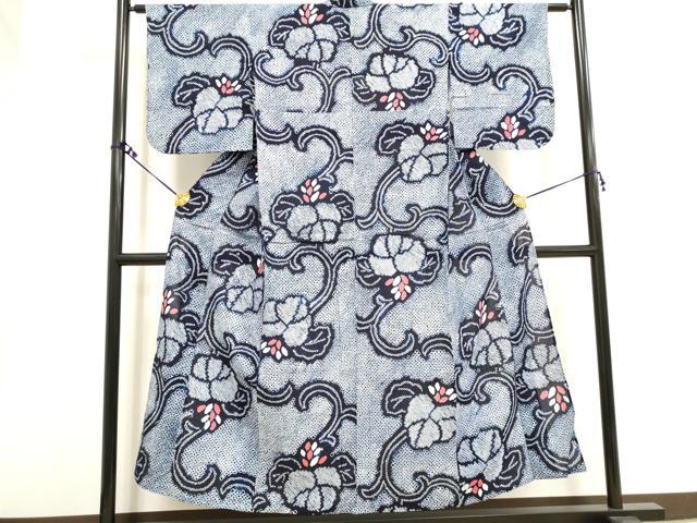 平和屋着物∴夏物　浴衣　有松鳴海絞り　花唐草文　綿　逸品　DAAV7331cd