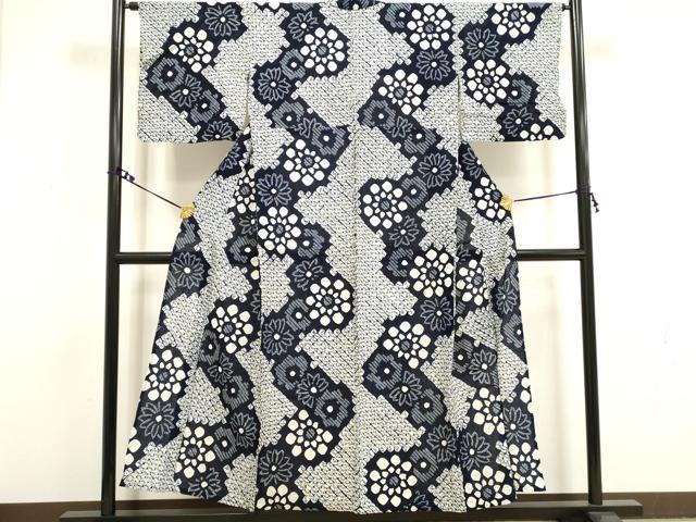 平和屋着物∴夏物　浴衣　有松鳴海絞り　花繋ぎ　綿　逸品　DAAV7332cd