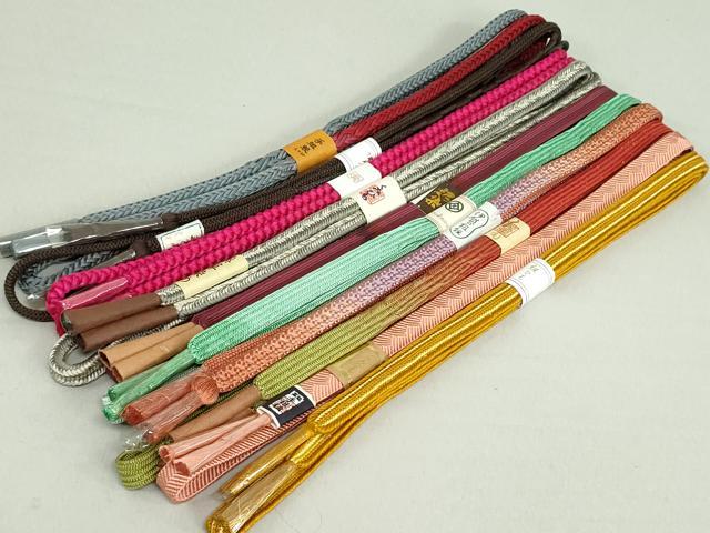 平和屋着物●和装小物　帯締め10本　泥染　薬草染　冠組　笹浪組　手組紐　くみひも　金糸　松坂屋扱い　逸品　未使用　DAAV8038by