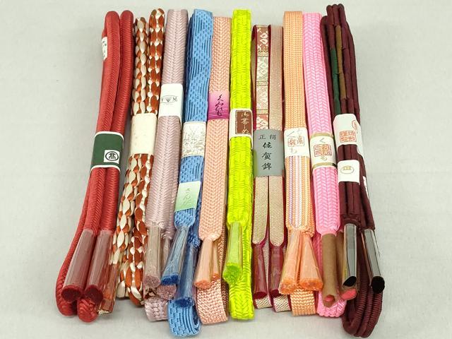 平和屋着物●和装小物　帯締め10本　奈良組　佐賀錦　くみひも　金糸　高島屋扱い　逸品　未使用　DAAV8046by