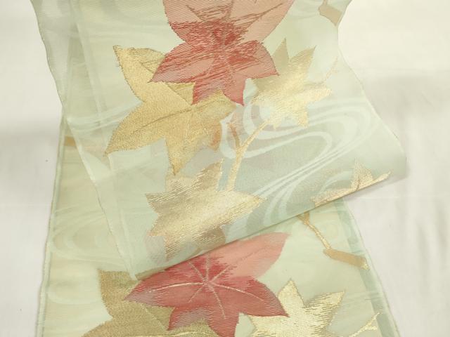 平和屋着物＊夏物　西陣　名古屋帯　帯反物　楓　金銀糸　証紙付き　逸品　未使用　DAAV8311zzz