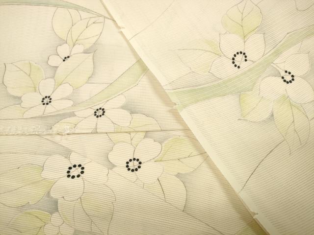平和屋着物＊夏物　小紋　解き反物　絽　草花文　逸品　DAAV8434zzz