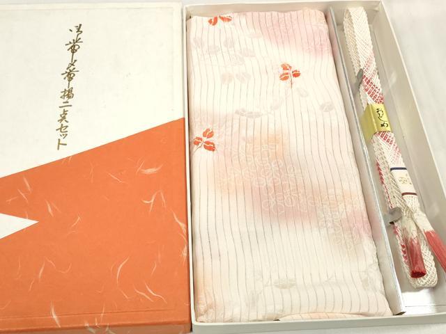 平和屋着物＊夏物　和装小物　帯締め・帯揚げセット　縦絽　絞り　萩　逸品　未使用　DAAV8512zzz