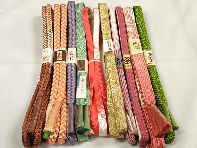 平和屋着物●和装小物　帯締め10本セット　組紐　高麗組　金糸　小田急・松坂屋扱い　全て正絹　逸品　未使用　DAAV8518zzz
