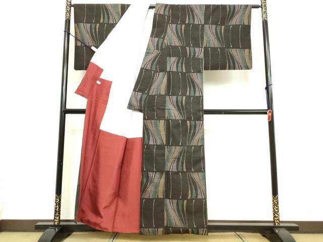 平和屋着物○本場大島紬 9マルキ 抽象文様 正絹 逸品 DAAV8531tw