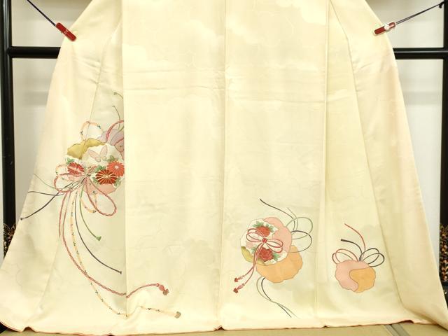 平和屋着物○訪問着 駒刺繍 鏡裏花蝶文 ロング丈 正絹