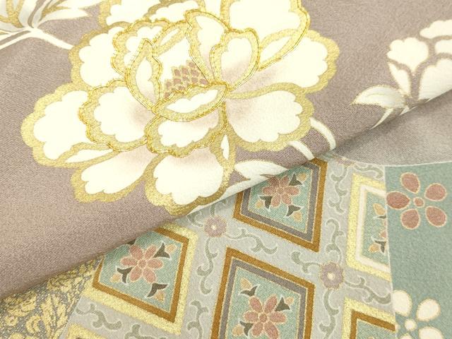 平和屋着物○豪華色留袖 作家物 駒刺繍 花唐草文 柴染色