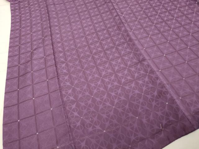 平和屋着物●極上　小紋　格子　銀糸　ロング丈　正絹　逸品　DAAV8590tw 平和屋着物○極上 小紋 格子 銀糸 ロング丈 正絹 逸品 DAAV8590tw 小紋