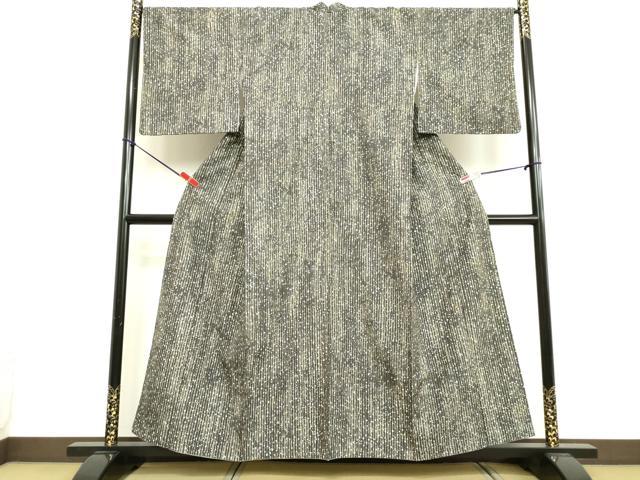 平和屋着物▽上質な紬 単衣 霞文 正絹 逸品 BAAS8028yc