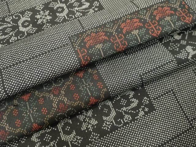 平和屋着物●本場大島紬　7マルキ　洋花文　正絹　逸品　DAAV8631tw