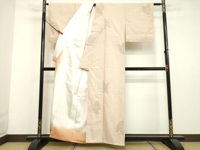 平和屋着物●本場結城紬 重要無形文化財　訪問着　100亀甲　道長花文　正絹　逸品　未使用　CAAS7274yc 平和屋着物○本場結城紬 重要無形文化財 訪問着 100亀甲 道長花