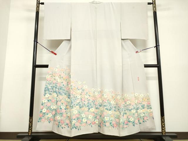 平和屋着物●本加賀友禅作家　百貫華峰　色留袖　草花文　暈し染め　正絹　逸品　DAAV8648tw