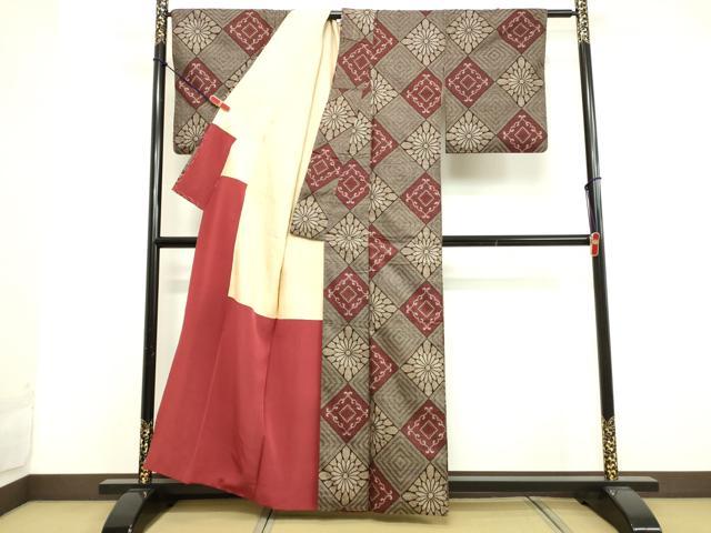 平和屋着物●本場染大島紬　草花文　正絹　逸品　CAAV6632vf 平和屋着物○本場染大島紬 草花文 正絹 逸品 CAAV6632vf