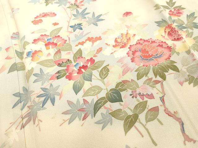 平和屋着物○本加賀友禅作家 押田正義 訪問着 草花文 正絹 逸品