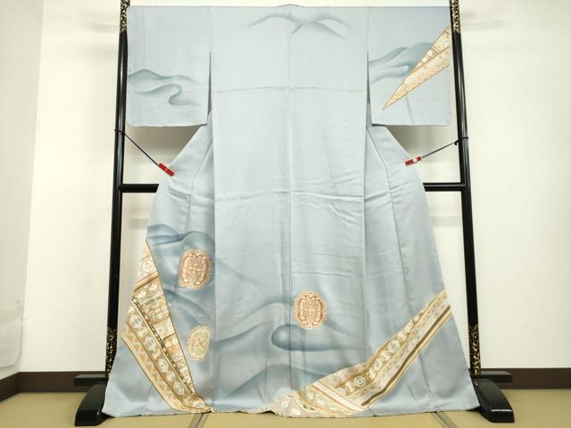 平和屋着物●訪問着　駒刺繍　亀甲花鳥文　暈し染め　金彩　ロング丈　正絹　逸品　DAAV8670tw