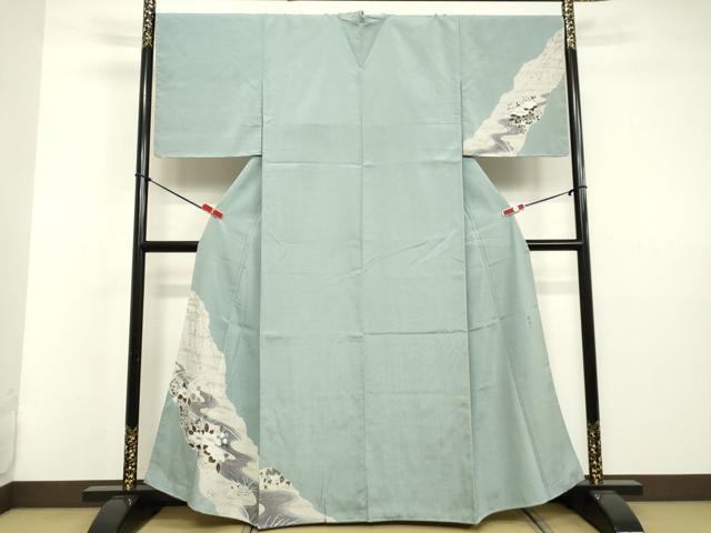 平和屋着物●本塩沢　訪問着　藤倉守正　やまだ織　流水草花文　金彩　やまと誂製　正絹　逸品　未使用　DAAV8708tw