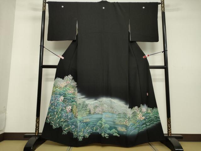 平和屋着物●十日町友禅作家　阿部佳雪　黒留袖　風景文　暈し染め　正絹　逸品　DAAV8720tw