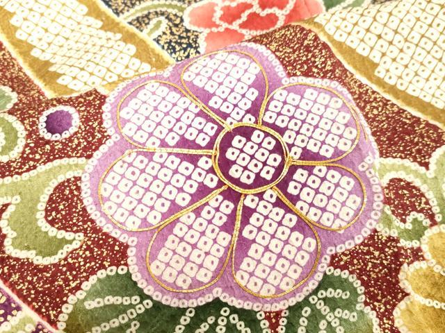 平和屋着物○豪華振袖 駒刺繍 花唐草文 金彩 正絹 逸品 DAAV8727tw