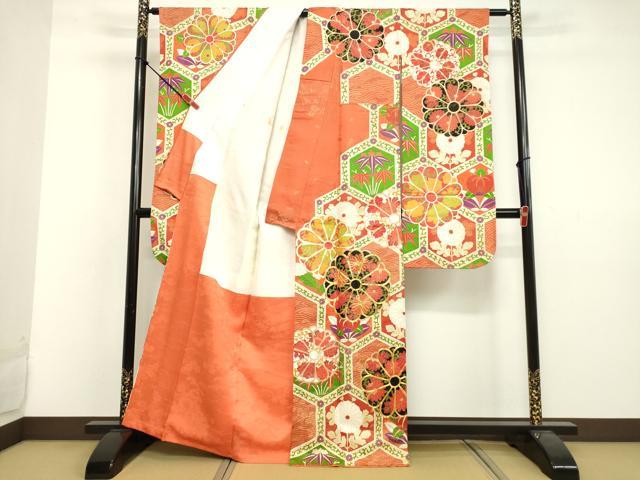 平和屋着物○豪華振袖 駒刺繍 亀甲草花文 金彩 正絹 逸品 DAAV8737tw