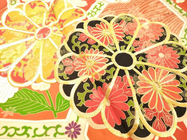 平和屋着物○豪華振袖 駒刺繍 亀甲草花文 金彩 正絹 逸品 DAAV8737tw