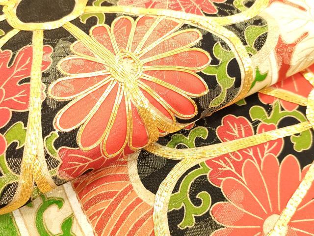平和屋着物●豪華振袖　駒刺繍　亀甲草花文　金彩　正絹　逸品　DAAV8737tw 平和屋着物○豪華振袖 駒刺繍 亀甲草花文 金彩 正絹 逸品 DAAV8737tw
