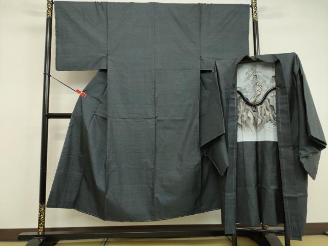 平和屋着物●男性　本場大島紬　アンサンブル　100亀甲　総詰め　正絹　逸品　未使用　DAAV8751tw