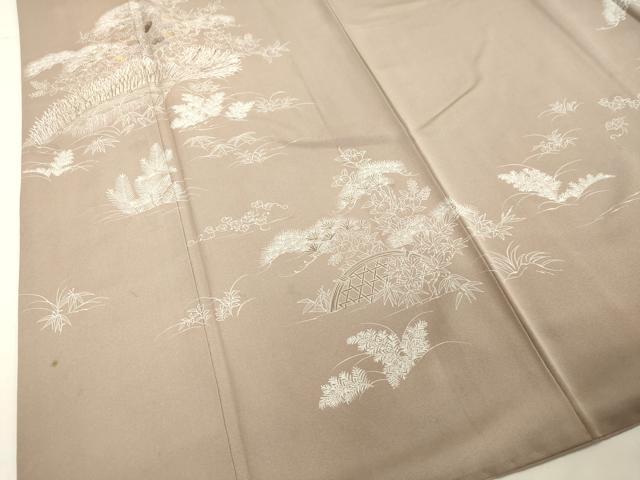 平和屋着物●創業460年・千總　訪問着　刺繍　風景草花文　金糸　高島屋扱い　正絹　逸品　DAAV8758tw 平和屋着物○創業460年・千總 訪問着 刺繍 風景草花文 金糸